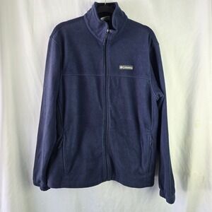 Columbia Fleece Jacket Mens Large Navy Full Zip WM3220 Hiking Outdoor Warm Cozy
